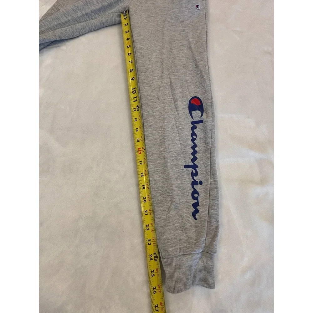 Champion Boys Heather Gray Fleece Jogger Sweatpants Large 14/16 Script Logo